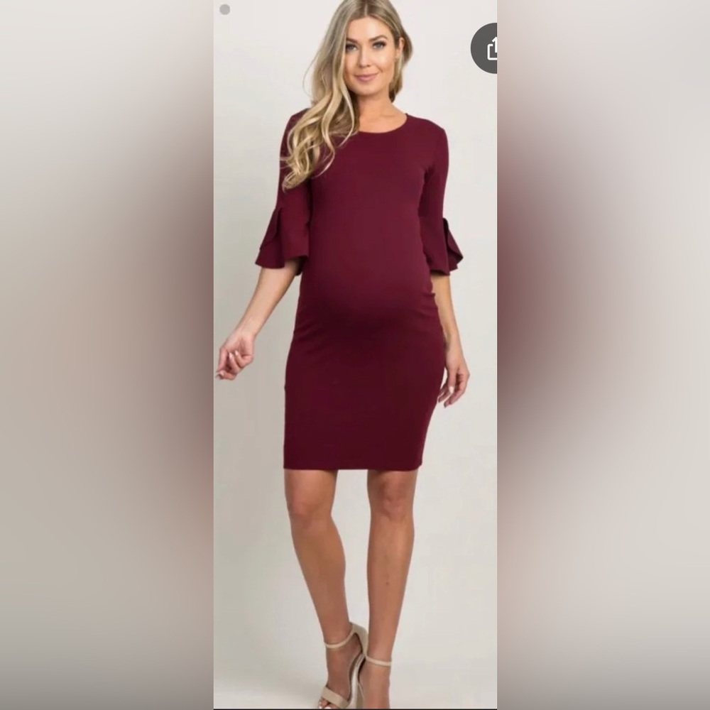 PinkBlush Maternity Dress Red 3/4 Sleeve Women’s X-Small/Small